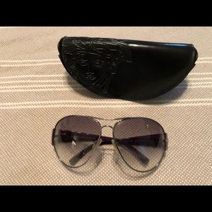 Purple Versace aviator sunglasses